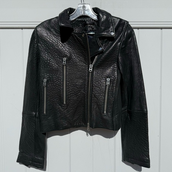 Topshop boutique ( higher end line) 2000s Black full real textured leather jcket - Picture 1 of 13